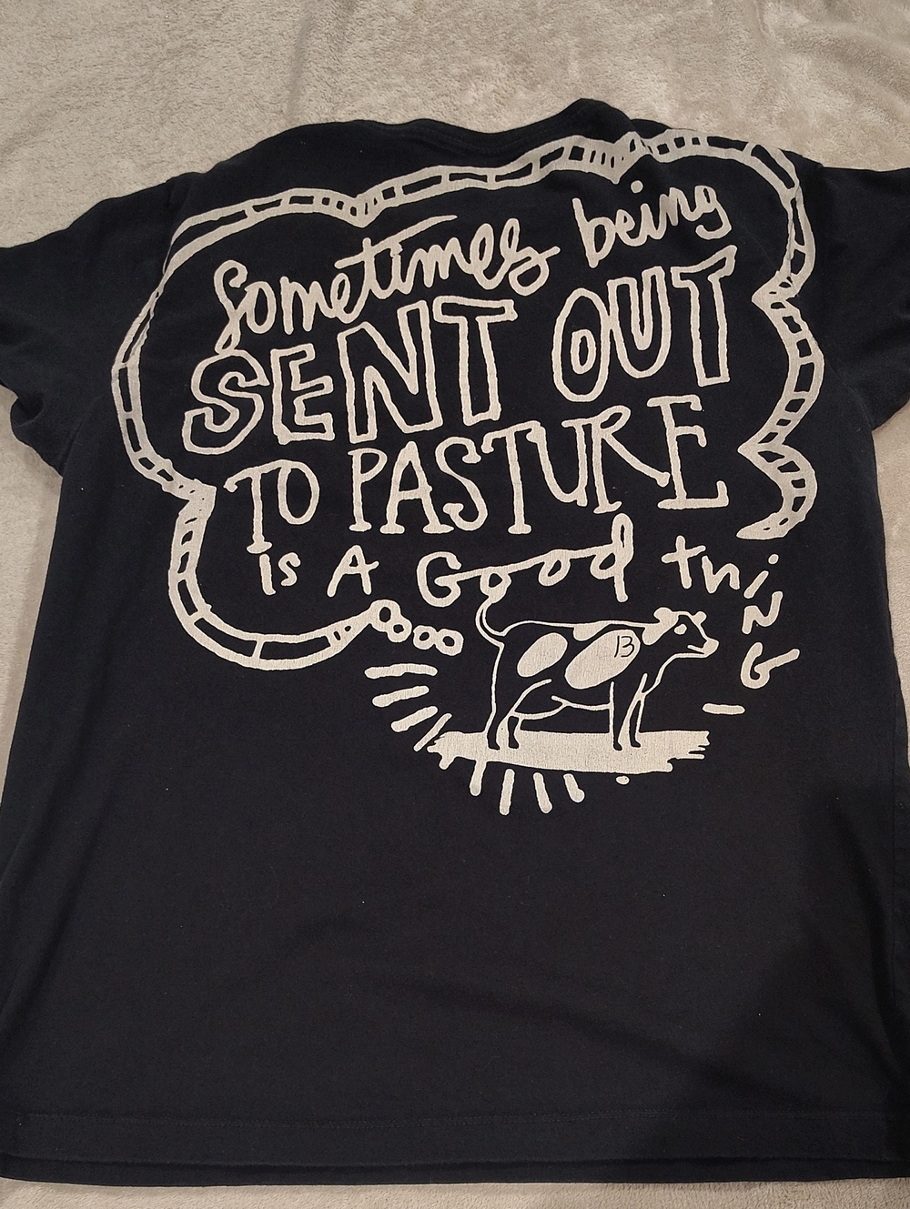 Chipotle Work Tee 'Sent Out to Pasture' Cow Tee